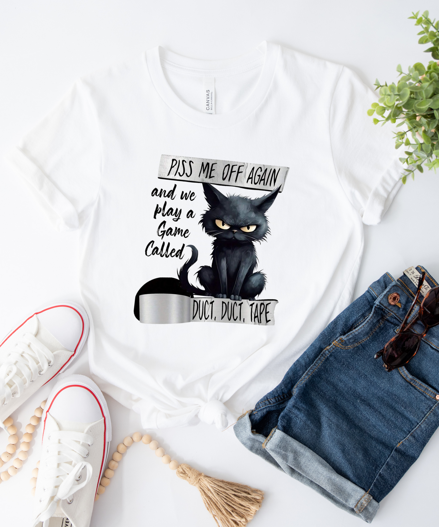 Custom Printed T-Shirt – Angry Cat Short sleeves