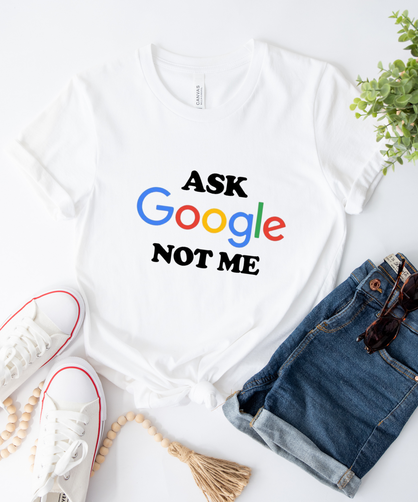 Custom Printed T-Shirt – Ask Google not me design Short sleeves