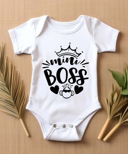 Mini Boss" Vinyl Letters Baby Bodysuit - Future CEO Collection