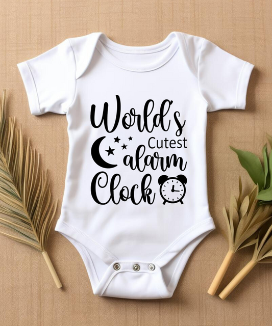 World’s Cutest Alarm Clock" Funny Baby Bodysuit